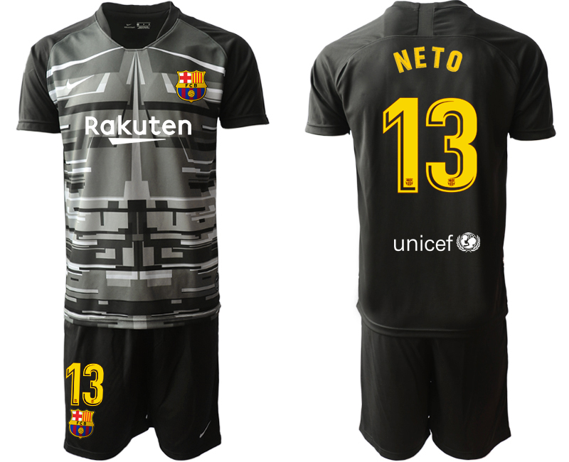 Men 2020-2021 club Barcelona black goalkeeper #13 Soccer Jerseys